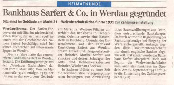 Pressebericht:
    Bankhaus Sarfert & Co. in Werdau gegrndet